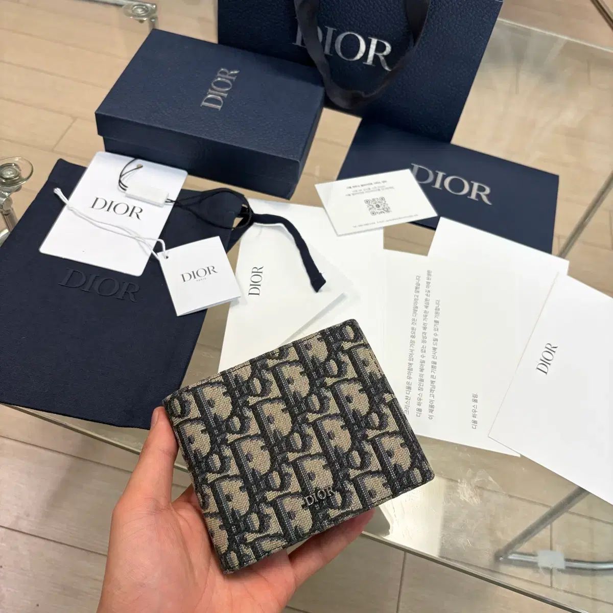 ほぼ |フルセット ディオール オブリーク 二つ折り財布