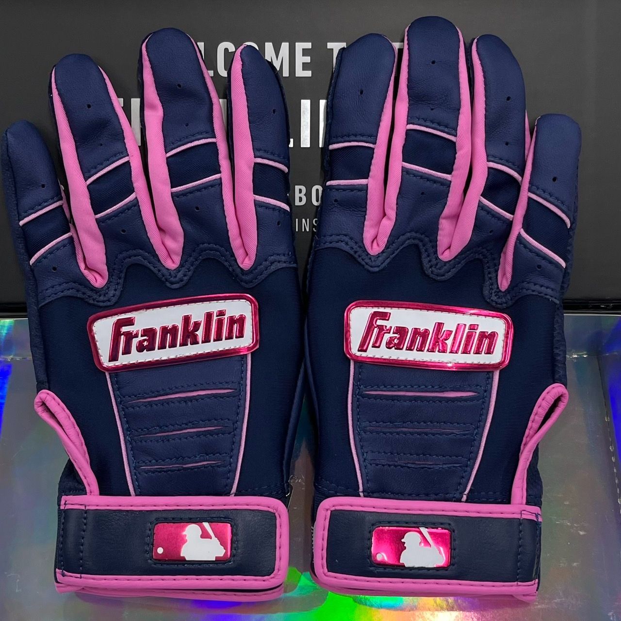 かわいい組合せ Franklin フランクリン オリジナルオーダーモデル 3 バッティング手袋 バッティンググローブ S|M|L 野球 ネイビー ピンク 当店オリジナル