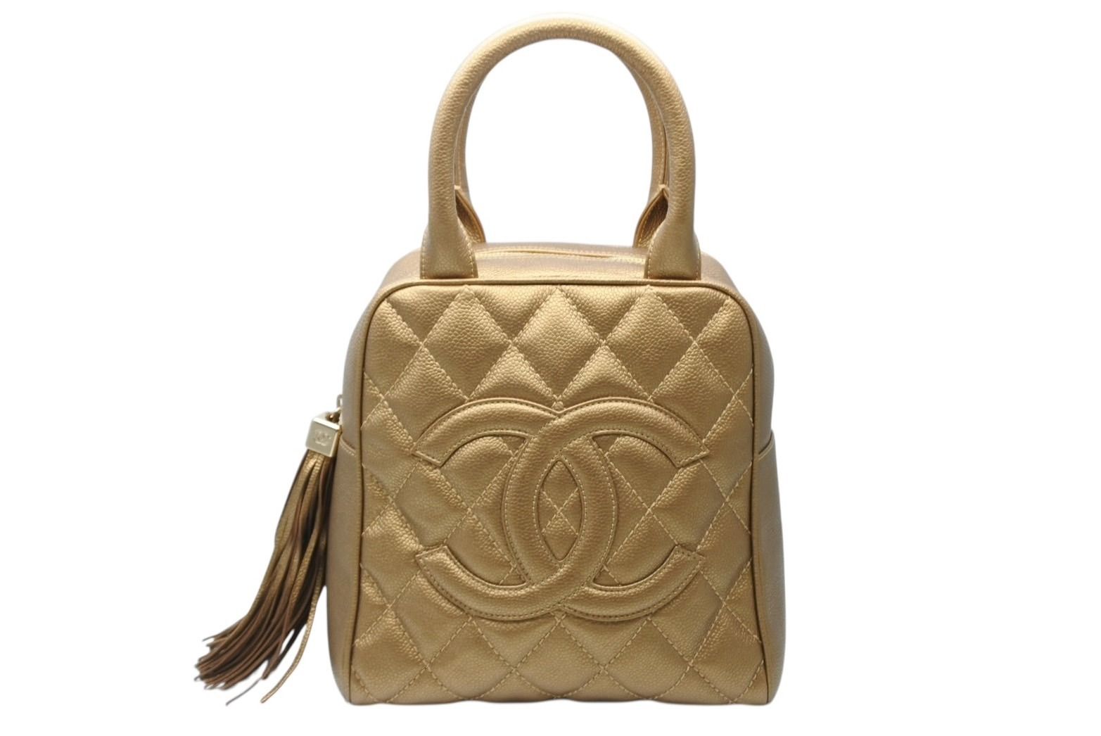 CHANEL シャネル ハンドバッグ 9番台 キャビアスキン ココマーク フリンジ ゴールド ゴールド金具 4 b 011275
