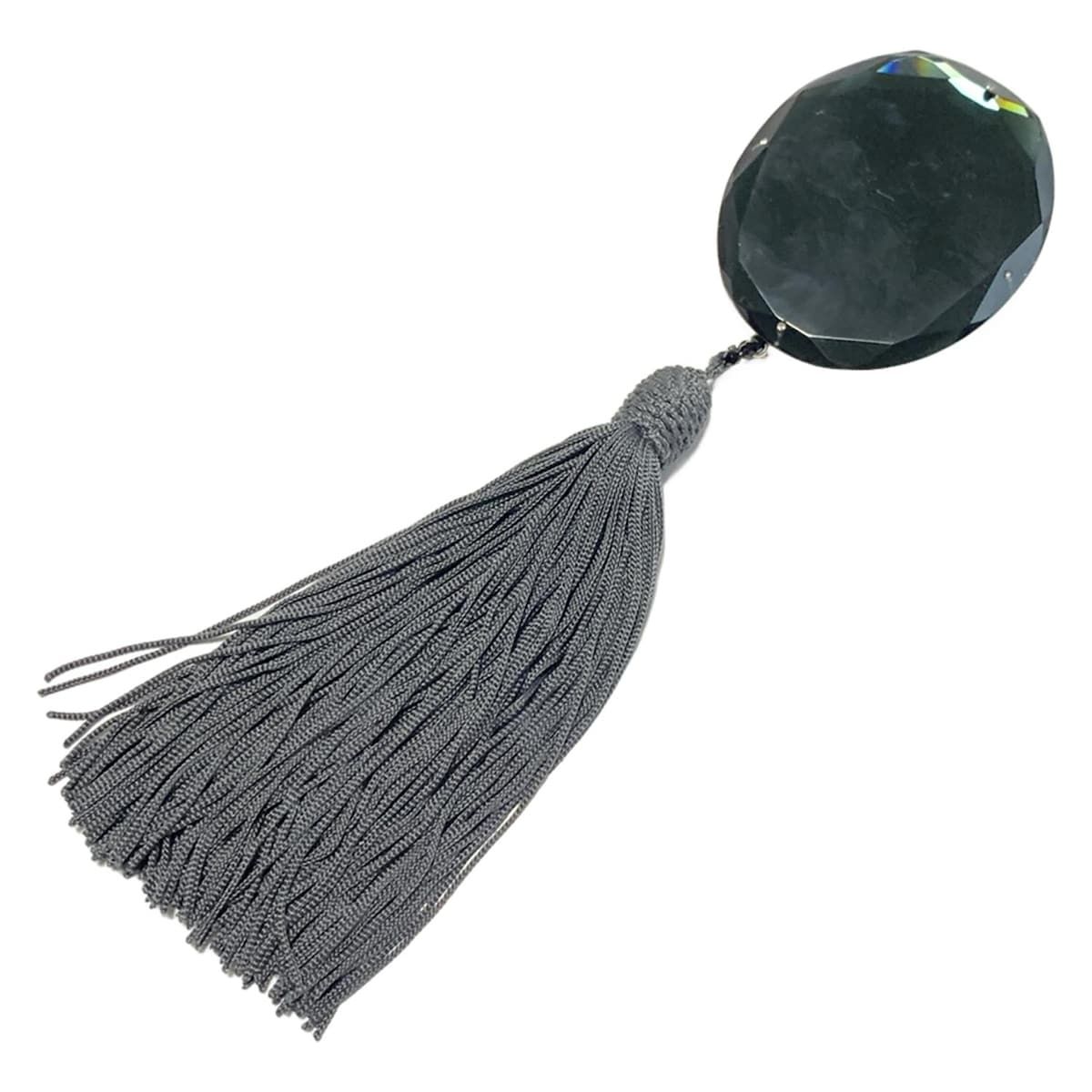 GIORGIOARMANI ジョルジオアルマーニ ブローチ - 黒×ダークグレー×シルバー タッセル