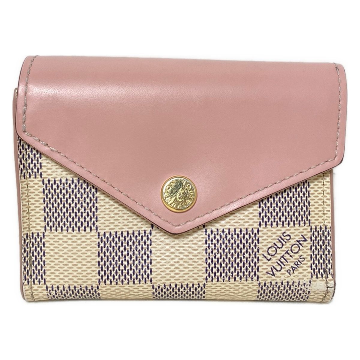 LOUIS VUITTON ルイヴィトン 3つ折り財布 ダミエ ポルトフォイユゾエ N 60292 アズール×ローズプードル レザー 牛革