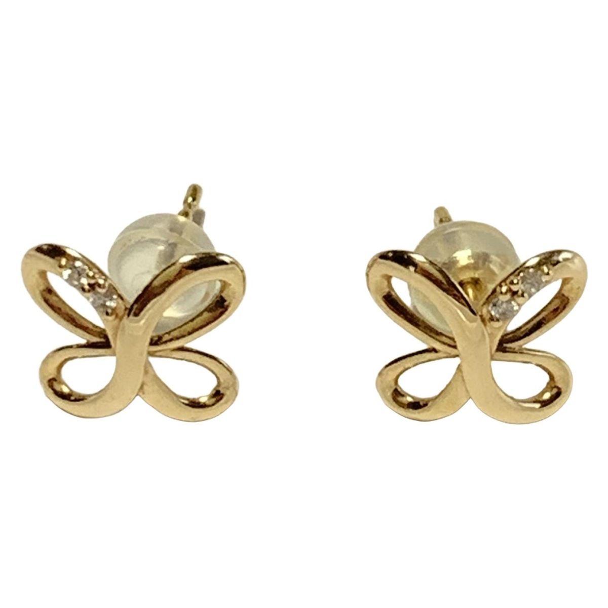 PonteVecchio ポンテヴェキオ ピアス - K 10 YG×ダイヤモンド 総4 Pダイヤ 片側2 |ダイヤ総0.02カラット