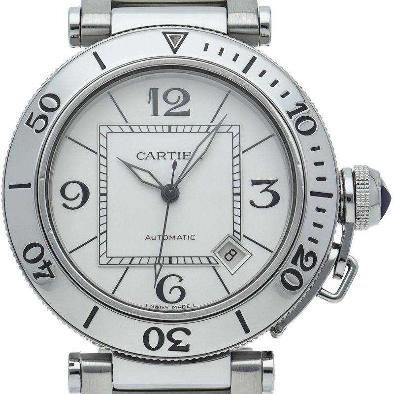 カルティエ パシャ シータイマー ウォッチ SS メンズ時計 シルバー 仕上げ済