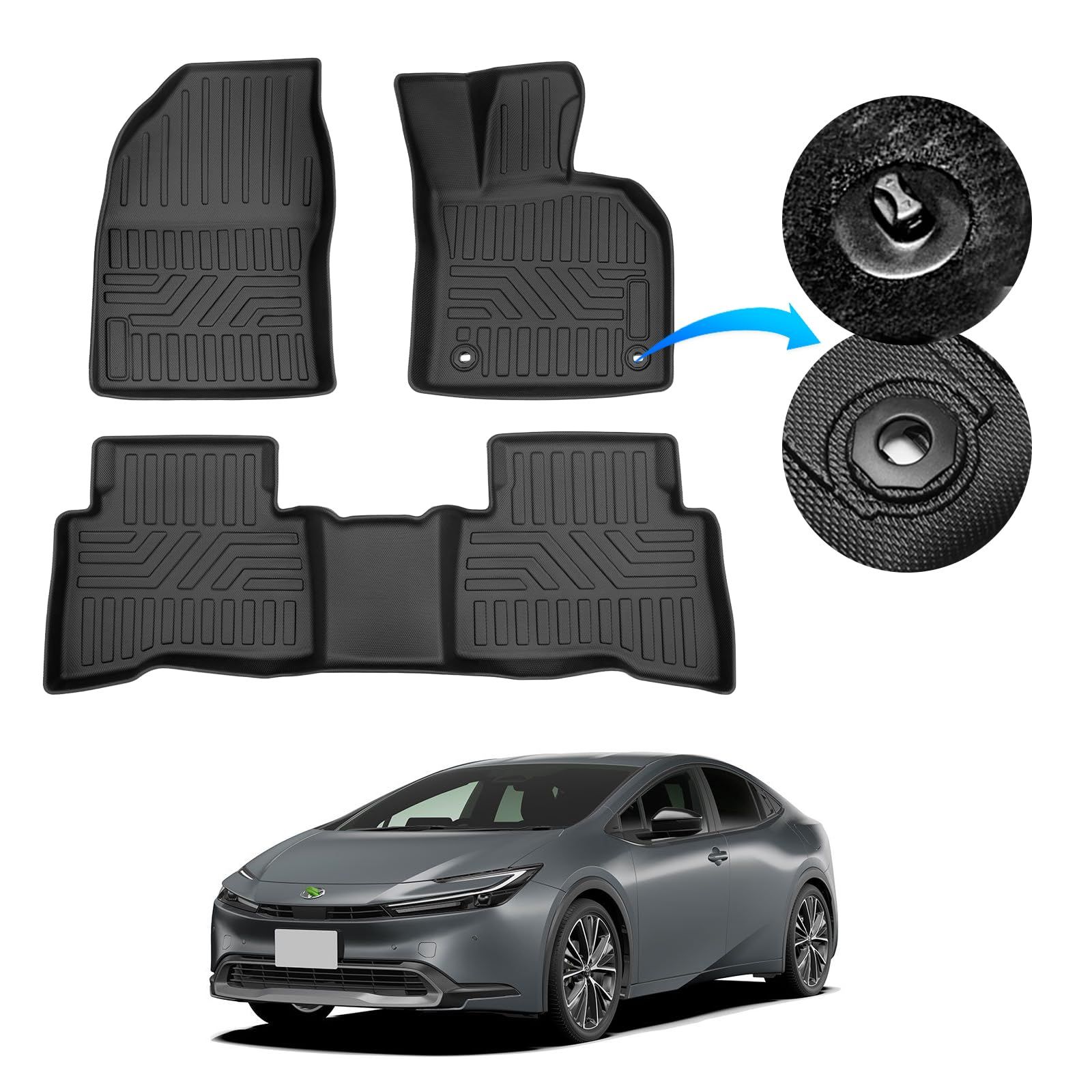 トヨタ 60系 プリウス フロアマット 3 D 防水 立体構造 カーマット PRIUS ZVW 6 |MXWH 2025年～ 設計 TPE材質 アクセサリー 内装 カスタムパーツ 耐汚れ|耐摩擦|キズ防止 簡単取付 1列目-2列目 セット