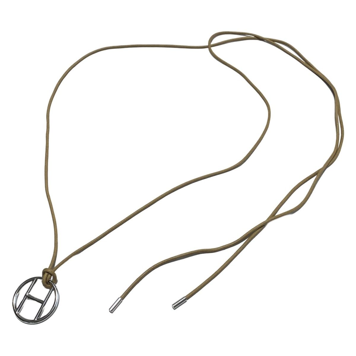 HERMES エルメス ネックレス - シルバー×ブラウン