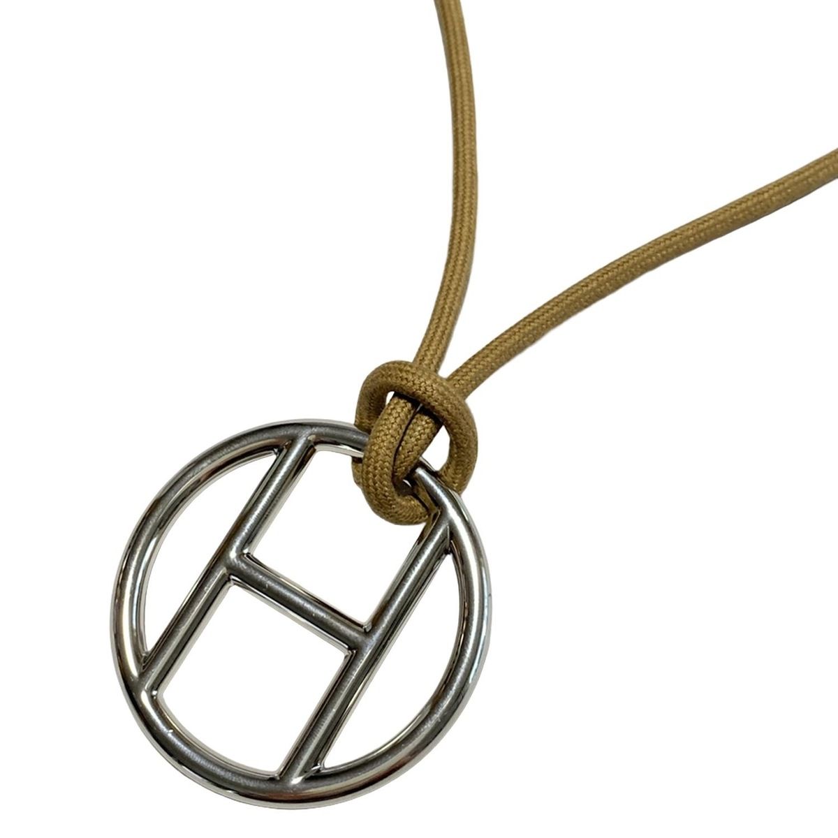 HERMES エルメス ネックレス - シルバー×ブラウン