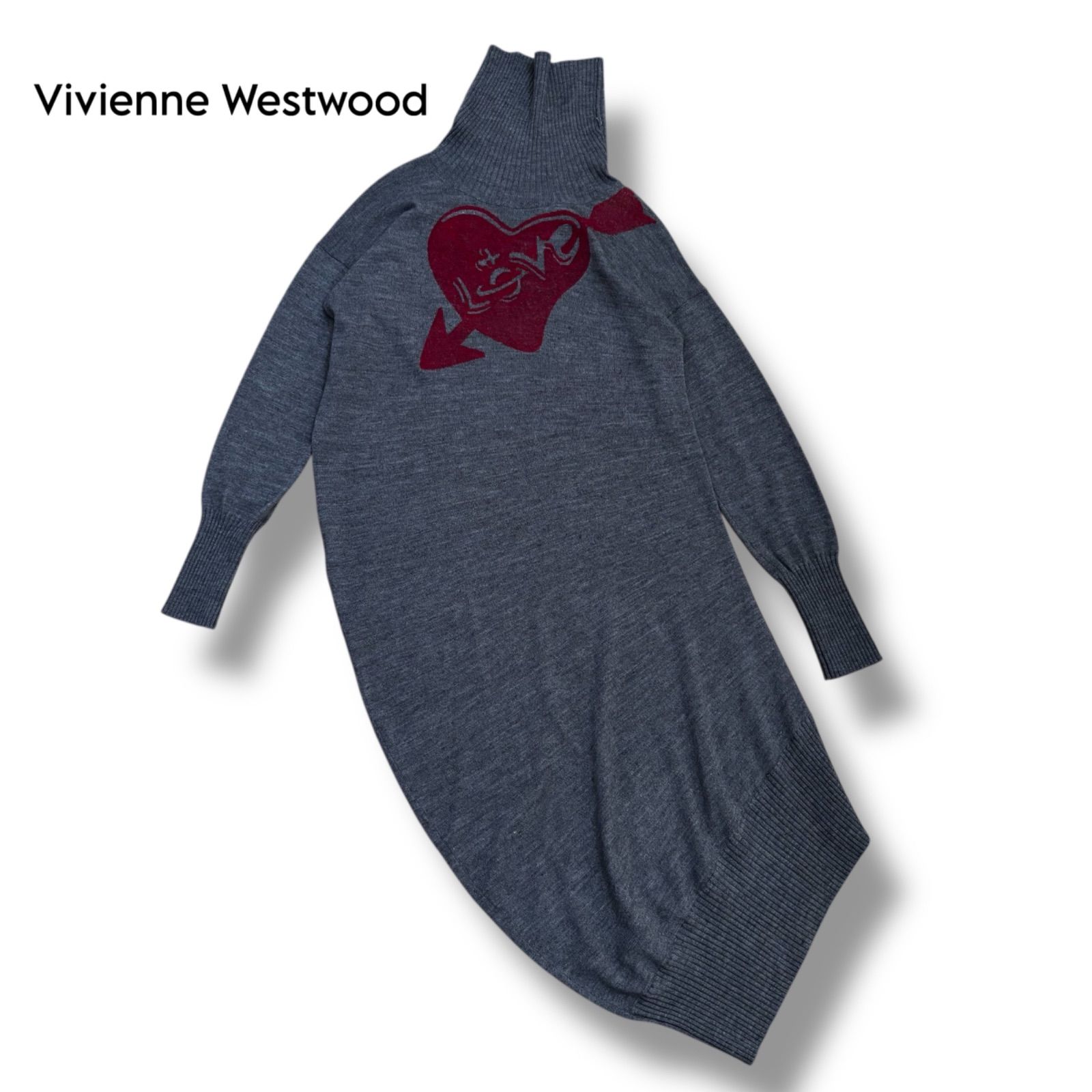 Vivienne Westwood】 ハイネック 変形ニットワンピース LOVEハート