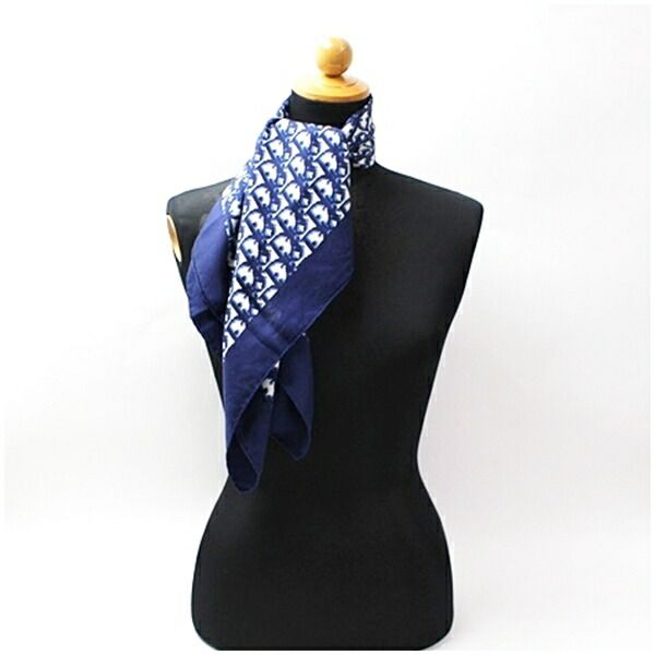 クリスチャンディオール トロッター柄 大判スカーフ スカーフ ネイビー