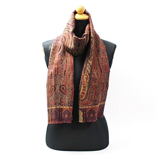 エトロ 販売 ウール シルク 長方形ストール ブラウン Aランク ETRO