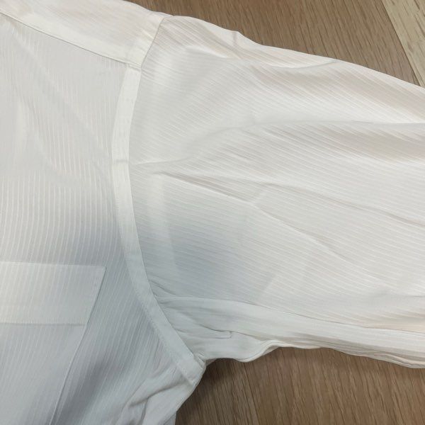 【226958】dunhill ダンヒル  長袖シャツ　ワイシャツ　コットン　ストライプ　オーダーメイド品　クリーニング済 メンズ  ・ ホワイト