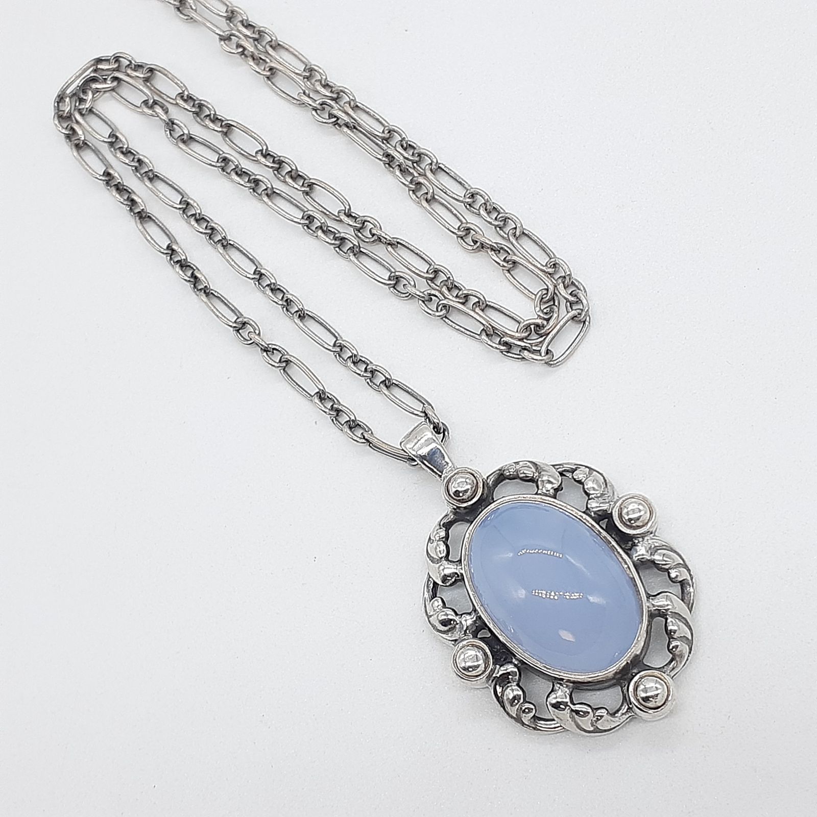 ジョージジェンセン  ブルーカルセドニー ネックレス/18 GEORG JENSEN ジョージジェンセン ネックレス シルバー SILVER 925