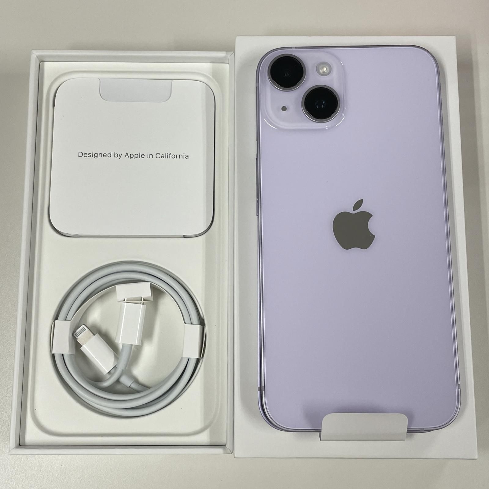 中古美品】SIMフリー iPhone 14 128GB パープル MPUY3J/A ≪楽天版(SIM 