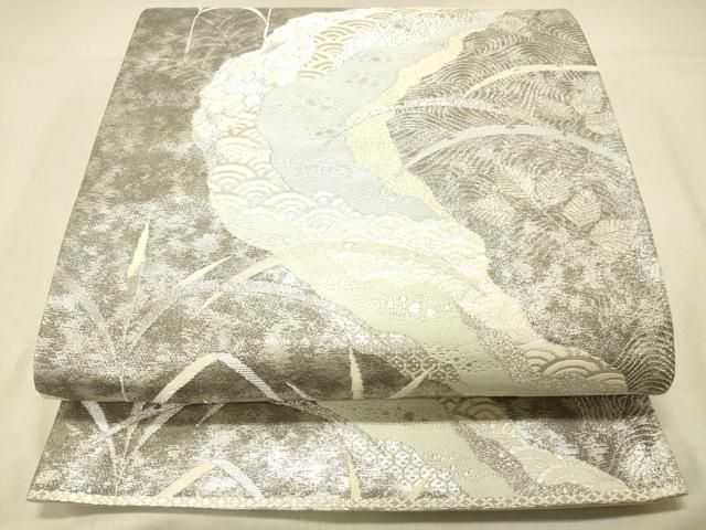 平和屋着物◎六通柄袋帯 流水草葉文 銀糸 正絹 逸品 DABA0995cm - メルカリ