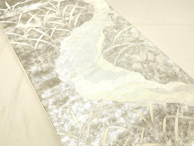 平和屋着物◎六通柄袋帯 流水草葉文 銀糸 正絹 逸品 DABA0995cm - メルカリ