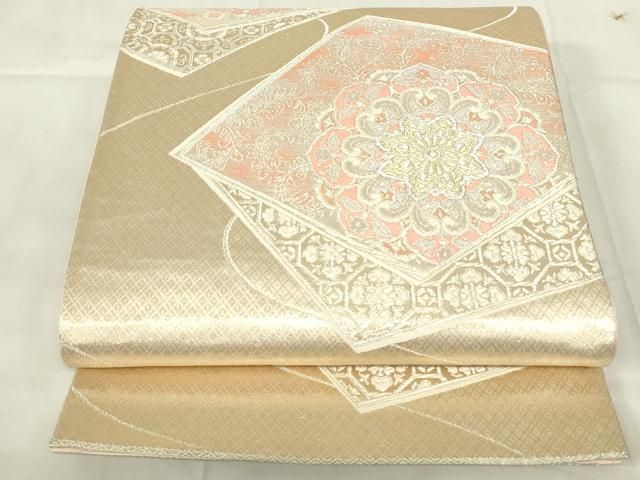 平和屋着物◎六通柄袋帯 唐織 正倉院花文 金糸 正絹 逸品 DABA5794qp