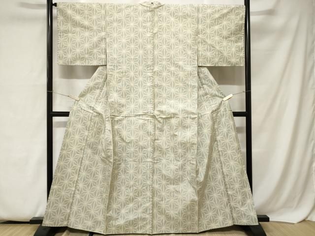 平和屋着物□本場大島紬 白大島 麻の葉文様 正絹 逸品 CAAZ5932ev