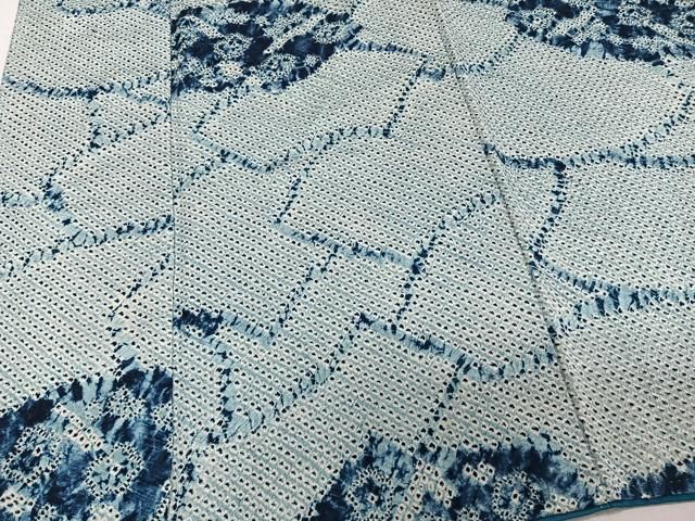 平和屋着物□上質な小紋 総絞り 地紙花文 ロング丈 正絹 逸品