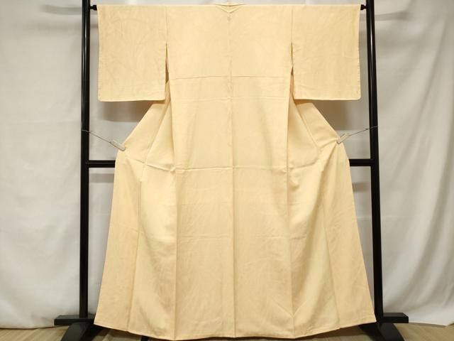 平和屋着物□上質な色無地 枝葉地紋 鳥の子色 正絹 逸品 CAAZ5966ev