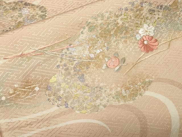 平和屋着物□訪問着 刺繍 溢れ松葉花文 暈し染め 金銀彩 正絹 逸品