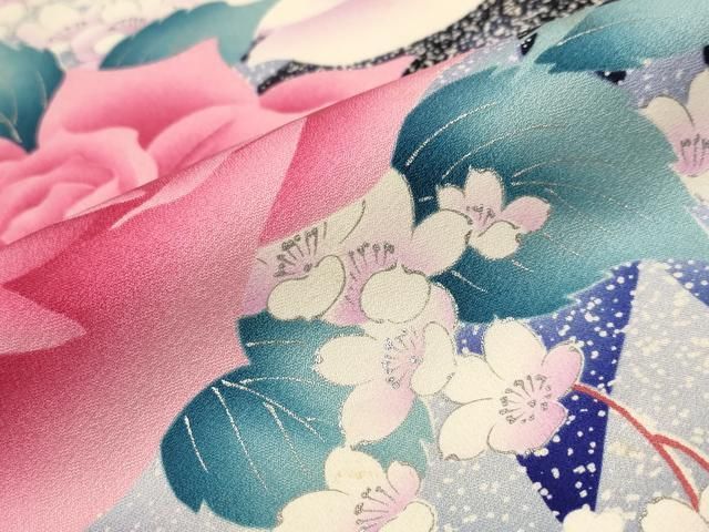 平和屋着物□写真家・秋山庄太郎 振袖 花蝶文 暈し染め 正絹 逸品