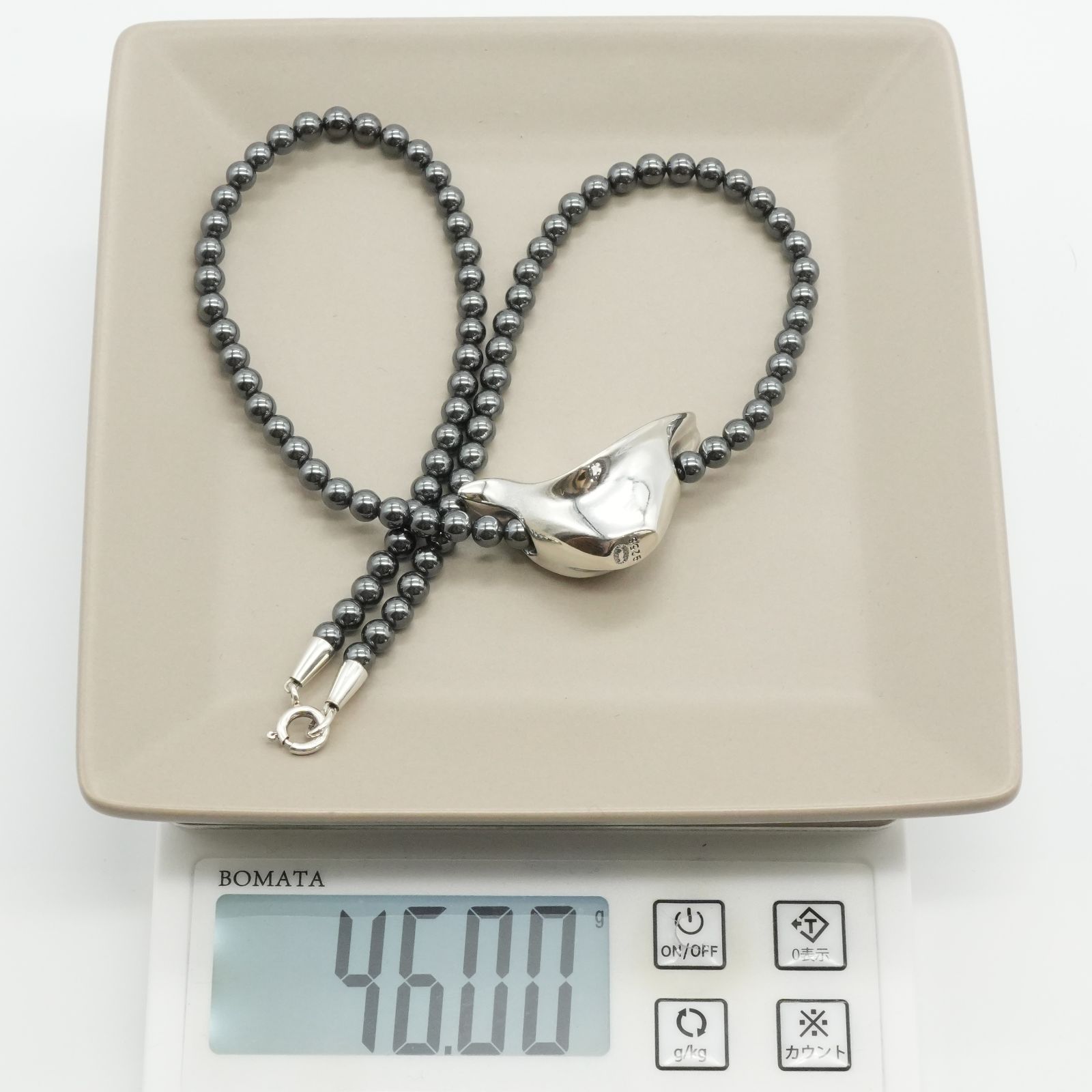 ジョージジェンセン ヘマタイト バード ペンダントネックレス 鳥25