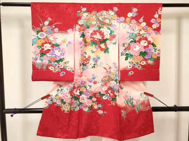 平和屋着物 お宮参り 女の子 祝着 産着 初着 のしめ 鞠 花車文 暈し染め 金彩 ma