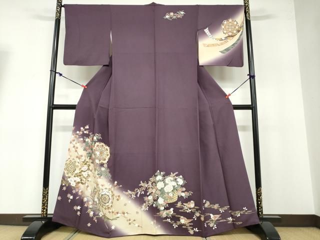 平和屋着物○訪問着 正倉院草花文 暈し染め 金彩 正絹 逸品 DABB0459ud