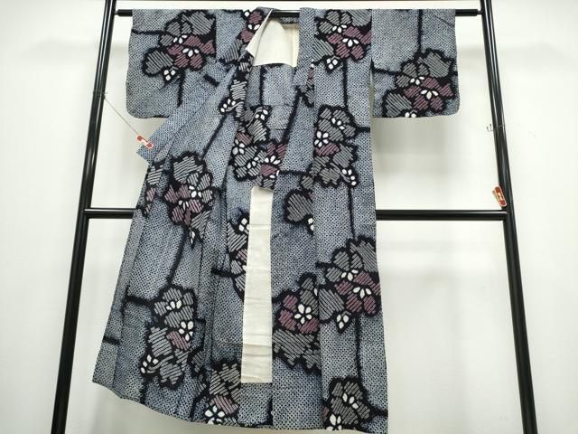 平和屋着物∴夏物 浴衣 有松鳴海絞り 枝花文 綿 逸品 CABB6641ng