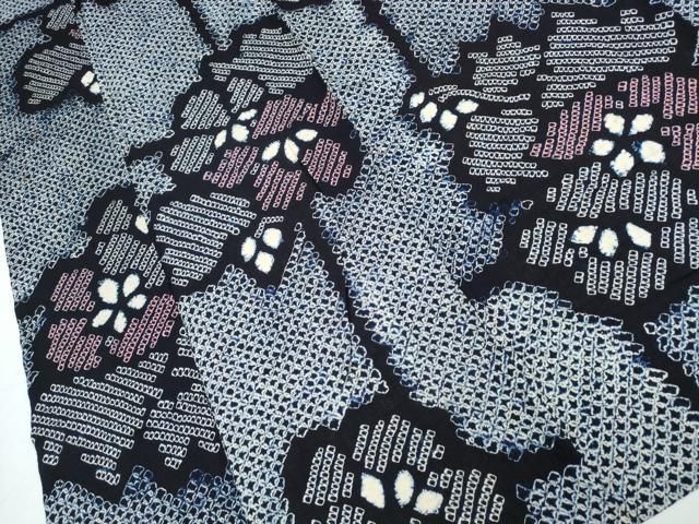 平和屋着物∴夏物 浴衣 有松鳴海絞り 枝花文 綿 逸品 CABB6641ng