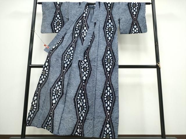 平和屋着物∴夏物 浴衣 有松鳴海絞り 立涌菊文 綿 逸品 CABB6642ng