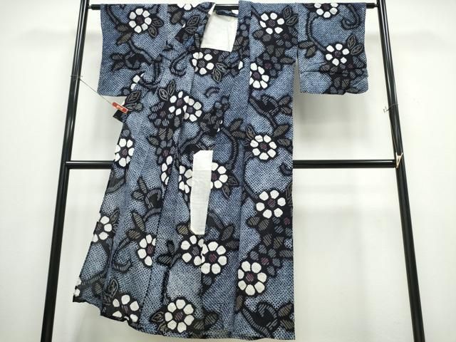 平和屋着物∴夏物 浴衣 有松鳴海絞り 花唐草文 綿 逸品 CABB6644ng