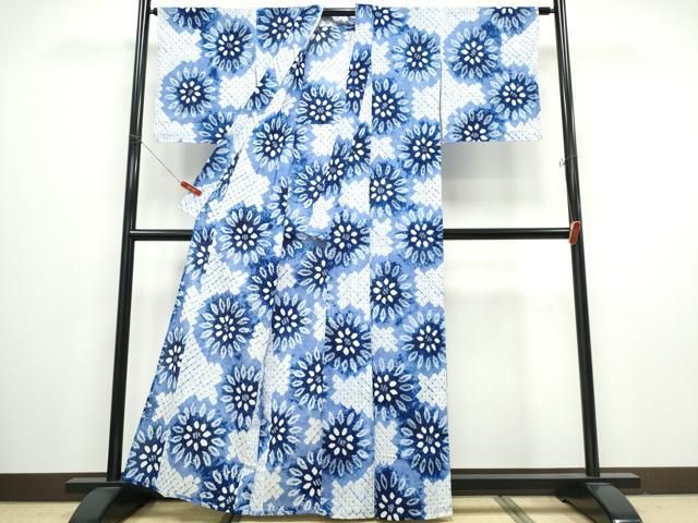 平和屋着物∴夏物 浴衣 有松鳴海絞り 舞菊文 綿 逸品 CABB6648ng