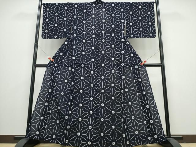 平和屋着物∴夏物 浴衣 有松鳴海絞り 麻の葉文様 綿 逸品 CABB6649ng