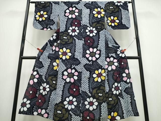 平和屋着物∴夏物 浴衣 有松鳴海絞り 舞菊文 綿 逸品 CABB6651ng