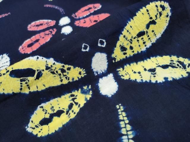 平和屋着物∴夏物 浴衣 有松鳴海絞り 蜻蛉 トンボ 綿 逸品 未使用