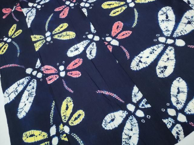平和屋着物∴夏物 浴衣 有松鳴海絞り 蜻蛉 トンボ 綿 逸品 未使用