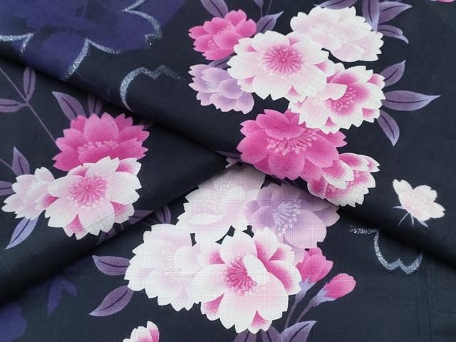 平和屋着物∴夏物 浴衣 舞桜 ラメ 綿 逸品 CABB6658ng - メルカリ