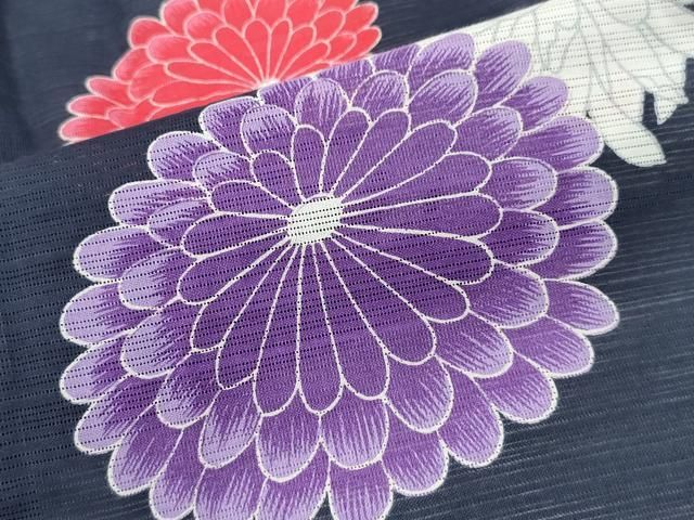 平和屋着物∴夏物 浴衣 綿絽 舞菊文 綿 逸品 CABB6660ng - メルカリ