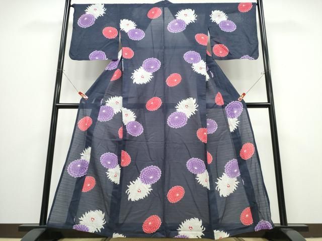 平和屋着物∴夏物 浴衣 綿絽 舞菊文 綿 逸品 CABB6660ng - メルカリ