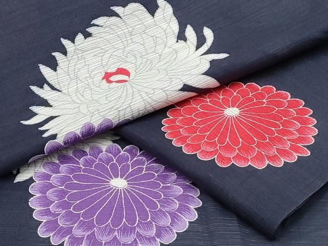 平和屋着物∴夏物 浴衣 綿絽 舞菊文 綿 逸品 CABB6660ng - メルカリ