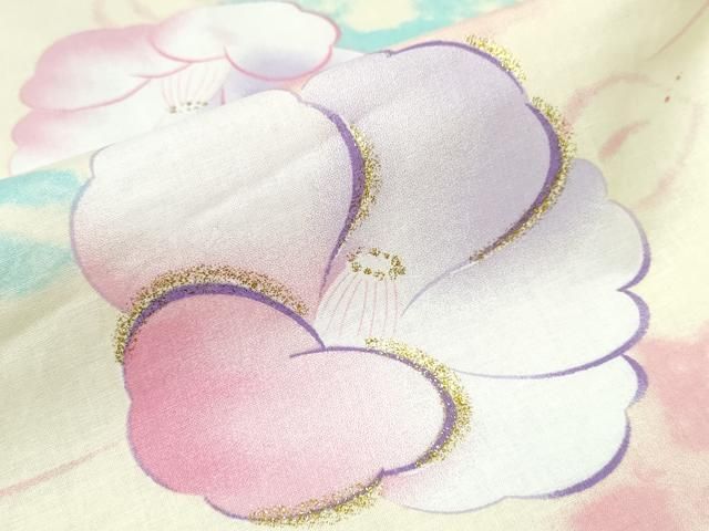 平和屋着物∴夏物 浴衣 椿 金魚 ラメ 綿 逸品 CABB6663ng - メルカリ