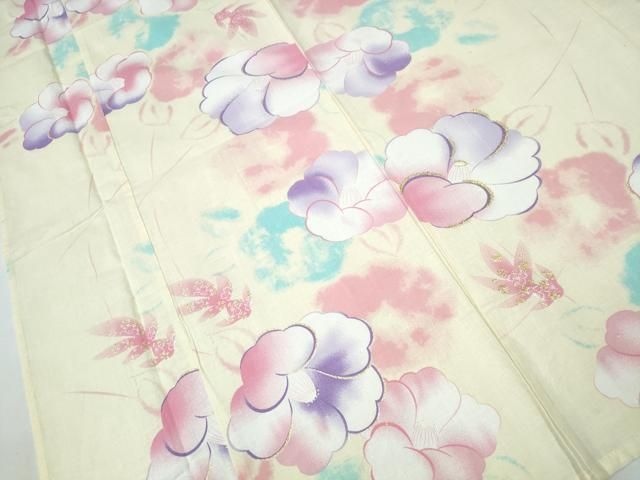 平和屋着物∴夏物 浴衣 椿 金魚 ラメ 綿 逸品 CABB6663ng - メルカリ