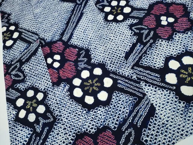 平和屋着物∴夏物 浴衣 有松鳴海絞り 枝花文 綿 逸品 CABB6676ng