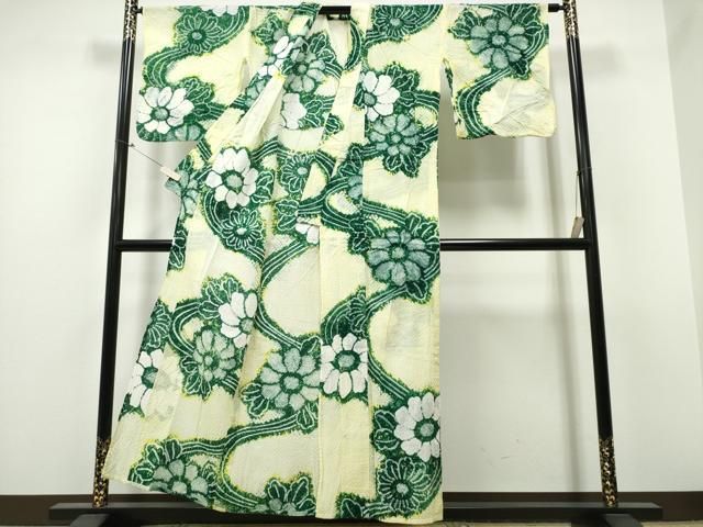 平和屋着物∴夏物 浴衣 有松鳴海絞り 流水舞菊文 綿 逸品 CABB6681ng