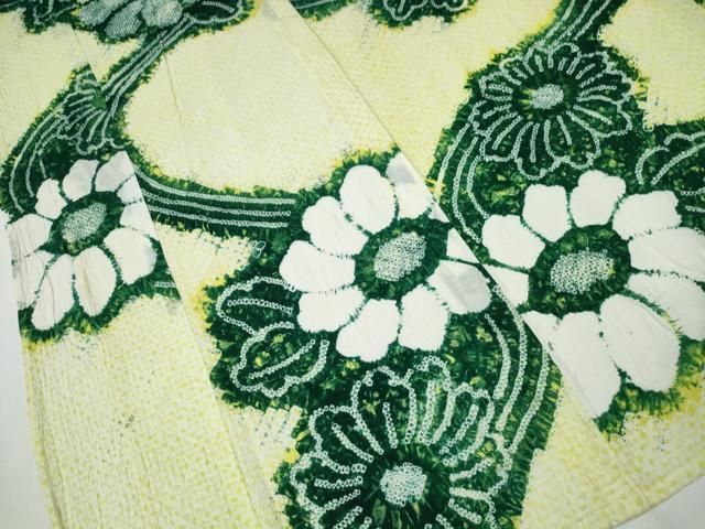 平和屋着物∴夏物 浴衣 有松鳴海絞り 流水舞菊文 綿 逸品 CABB6681ng