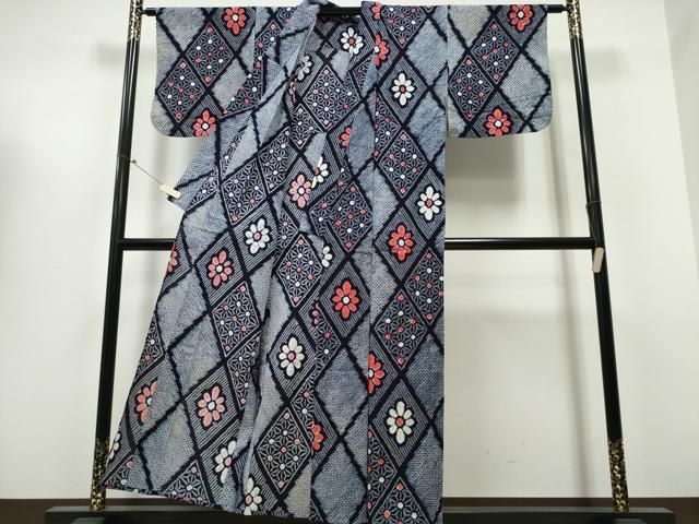  平和屋着物∴夏物 浴衣 有松鳴海絞り 花菱文 綿 ng 浴衣単品 浴衣