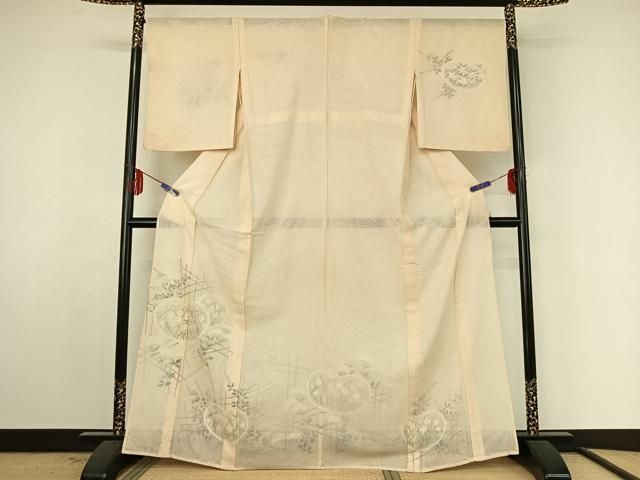 平和屋着物▽訪問着 無双 紗袷 紗×紗 手描き 草花文 正絹 逸品