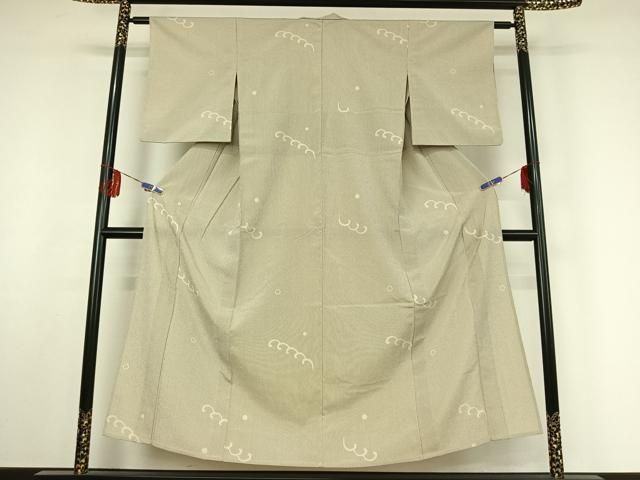 平和屋着物▽本塩沢 単衣 立波文 正絹 jh