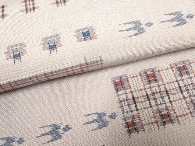 平和屋着物○上質な紬 琉球絣文様 胴抜き仕立て 正絹 逸品 未使用