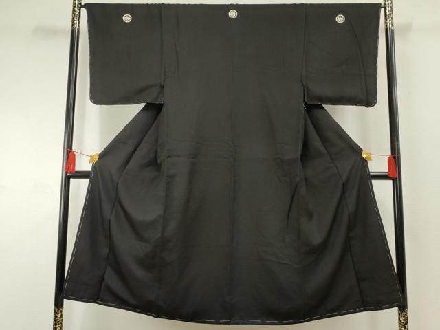 平和屋着物●男性 黒紋付 正絹 ♥ cs